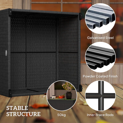 Outsunny 62 x 62cm Glass-Top Rattan Side Table - Black 
