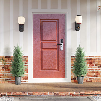 HOMCOM 90cm Artificial Cypress Trees Set of 2, UV Resistant Artificial Plants with Decorative Pot, Fake Plants for Indoor Outdoor Decor, Green 