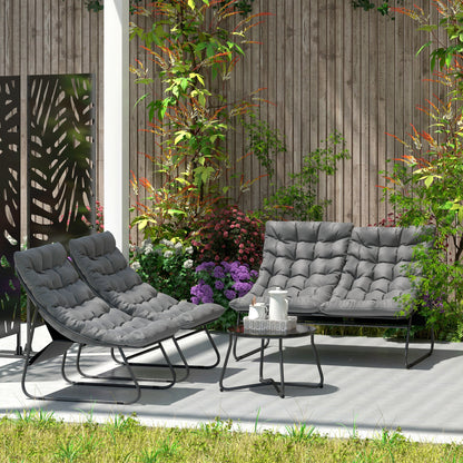 Outsunny Four-Piece Curved Seat Garden Sofa Set - Grey/Black 