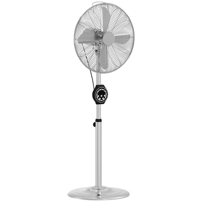 HOMCOM 18" Metal Pedestal Fan with Oscillating, Adjustable Height - Silver Tone 