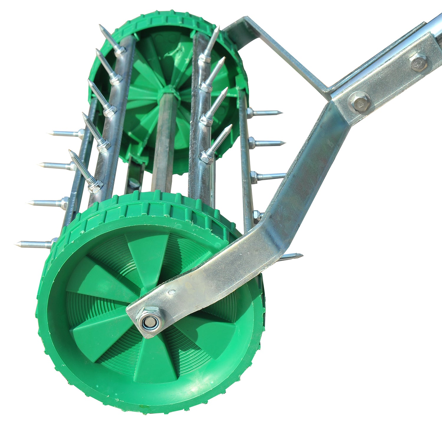 Outsunny Garden Rolling Lawn Aerator Heavy Duty Steel Grass Roller w/ Adjustable Handle 