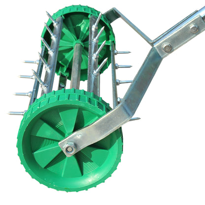Outsunny Garden Rolling Lawn Aerator Heavy Duty Steel Grass Roller w/ Adjustable Handle 
