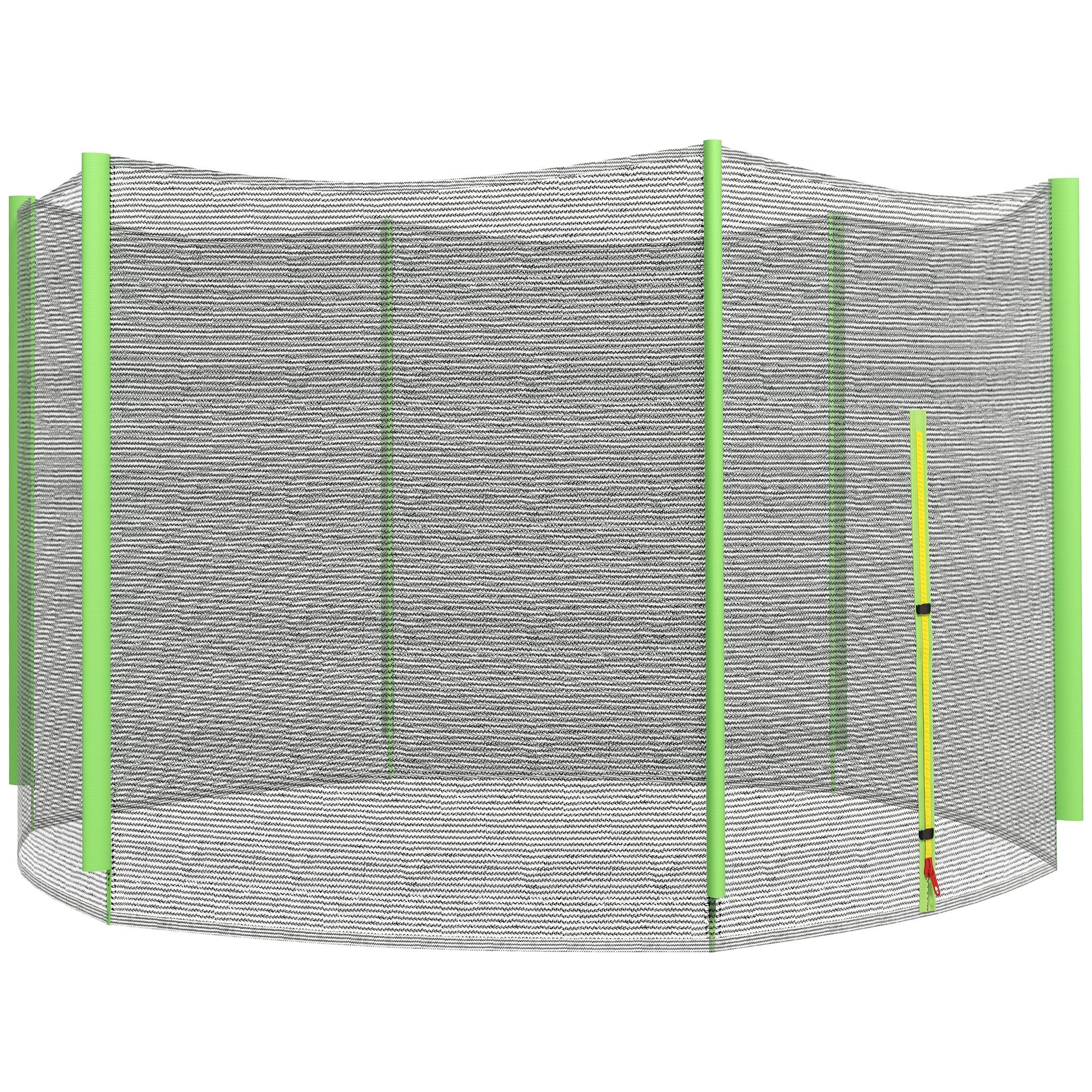 SPORTNOW 8ft Trampoline Net Replacement with 6 Plastic Pole Covers, Weather-Resistant Trampoline Netting Replacement with Zipped Entrance, Poles Not Included, Green 