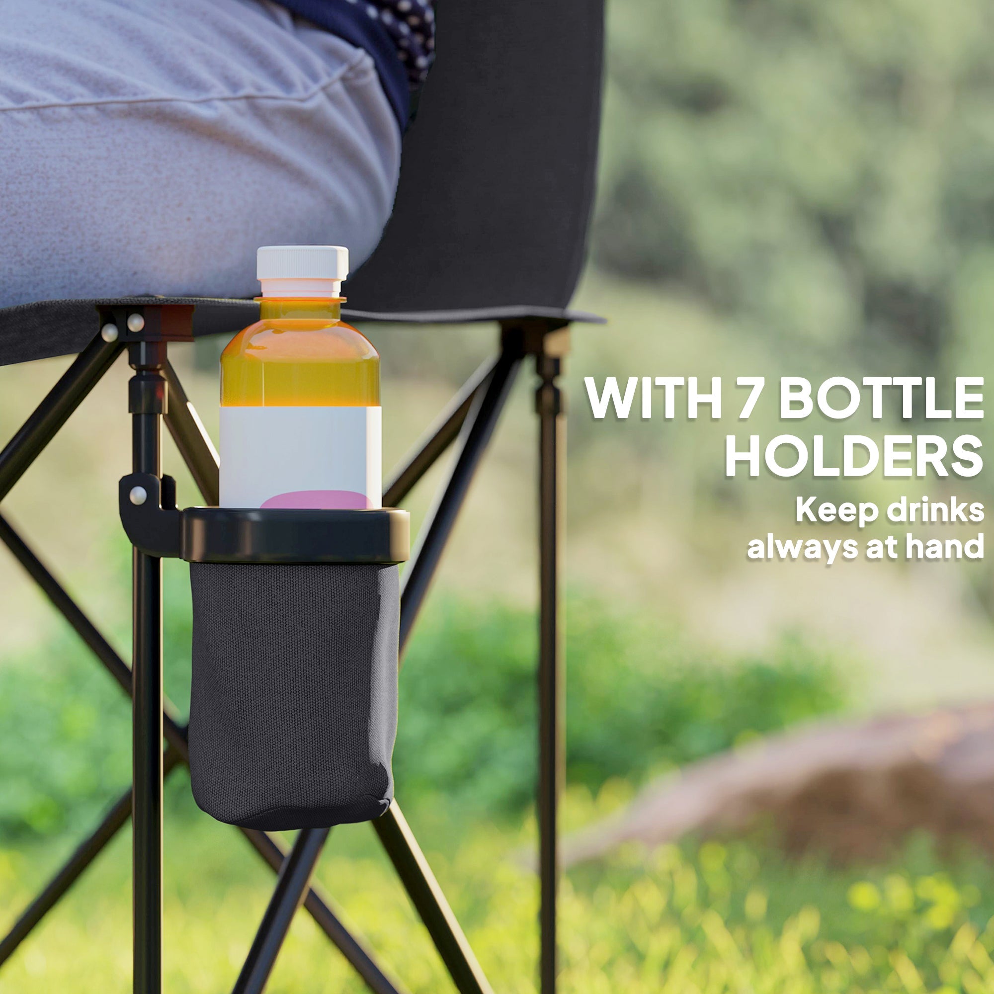 Outsunny 6 Seater Folding Camping Chair with Cup Holder & Carry Bag - Charcoal Grey 