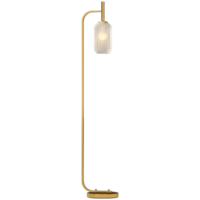 HOMCOM Floor Lamp for Living Room with Glass Lampshade, Modern Standing Lamp with Foot Switch for Bedroom, Bulb not Included, Gold Tone 