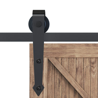 HOMCOM 6.6FT Carbon Steel Sliding Door Kits Barn Hardware Closet Set Antique Style Track System For Single Wooden Door 