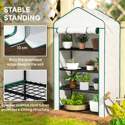 Outsunny Four-Tier Mini Greenhouse, with Reinforced Plastic Cover 