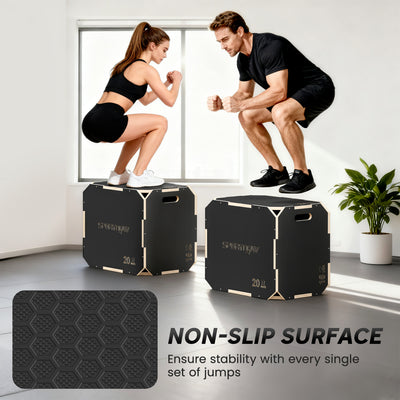 SPORTNOW Non-Slip Plyo Box, Corner-free Wooden Jump Box, 41 x 61 x 51 cm 