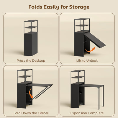 HOMCOM Folding Shelf and Work Table - Black 