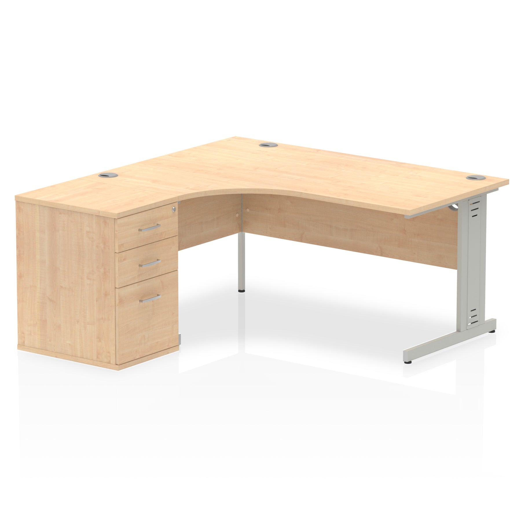 Impulse 1600mm Cable Managed Left Crescent Desk Workstation