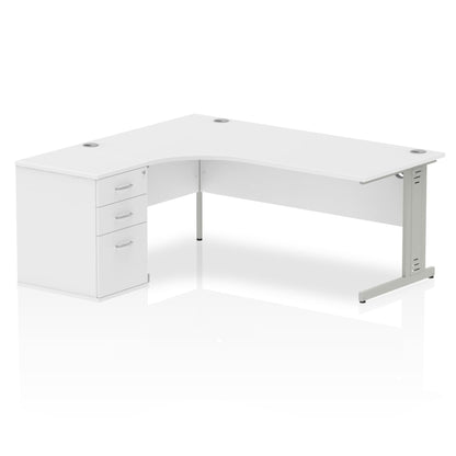 Impulse 1800mm Cable Managed Left Crescent Desk Workstation