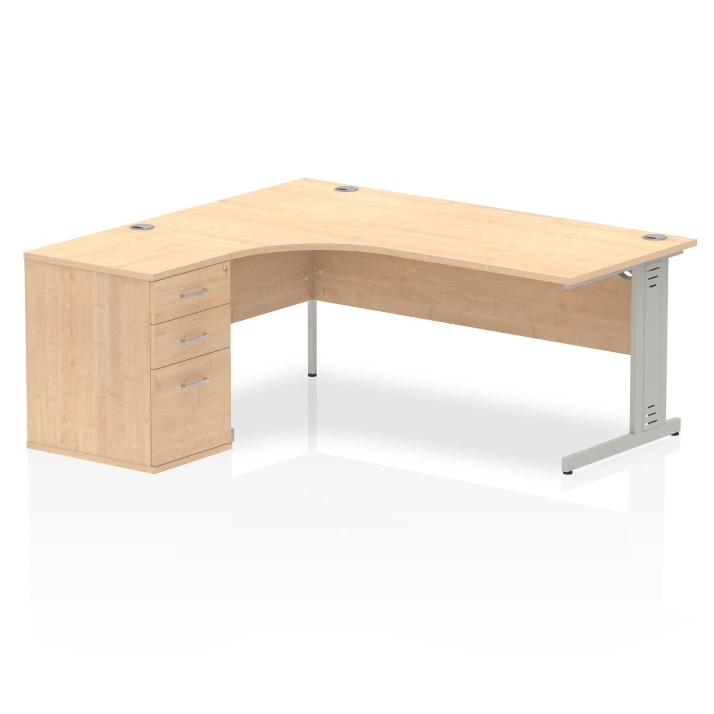 Impulse 1800mm Cable Managed Left Crescent Desk Workstation