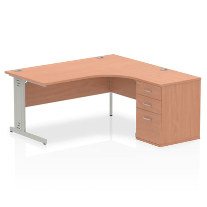 Impulse 1600mm Cable Managed Right Crescent Desk Workstation