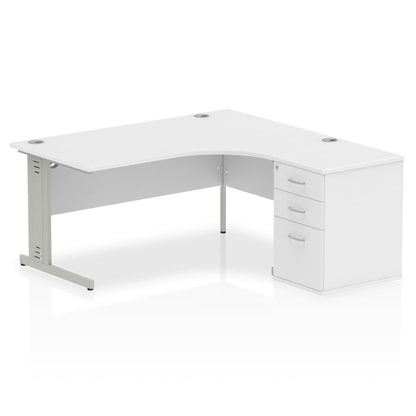 Impulse 1600mm Cable Managed Right Crescent Desk Workstation