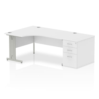 Impulse 1600mm Cable Managed Left Crescent Desk Workstation