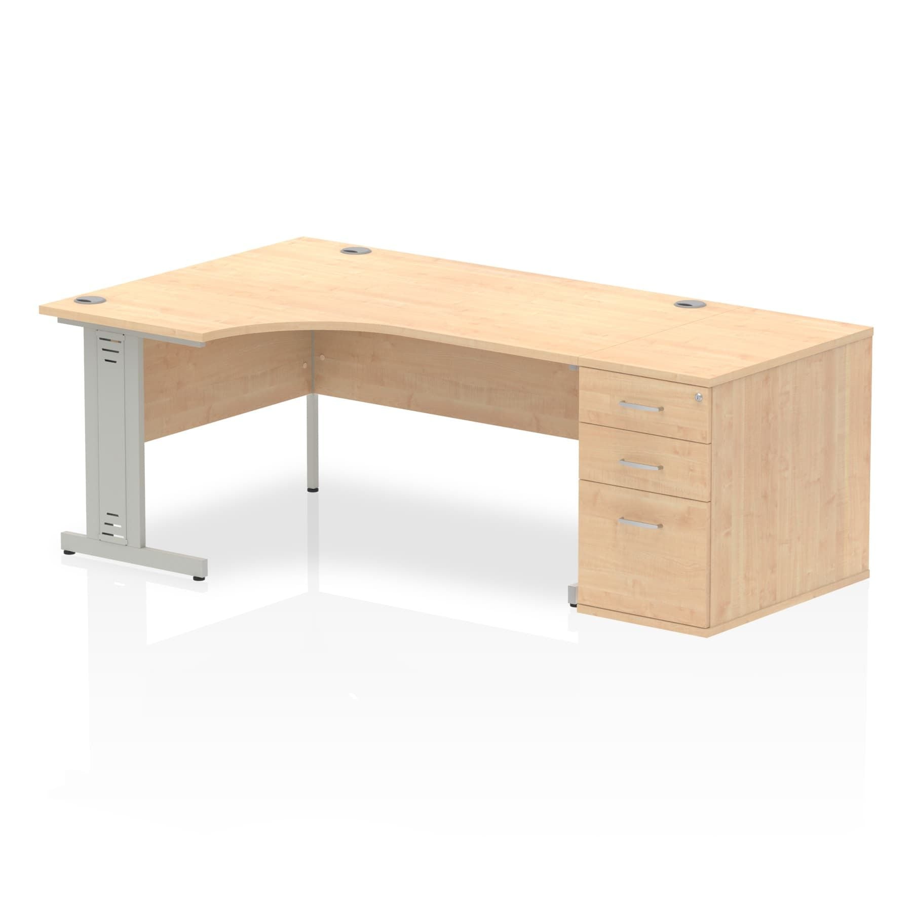 Impulse 1600mm Cable Managed Left Crescent Desk Workstation