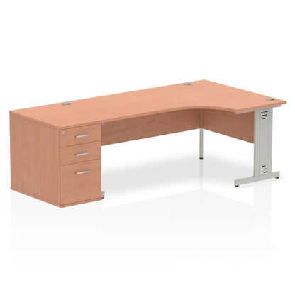 Impulse 1800mm Cable Managed Right Crescent Desk Workstation