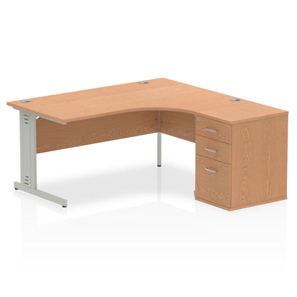 Impulse 1600mm Cable Managed Right Crescent Desk Workstation