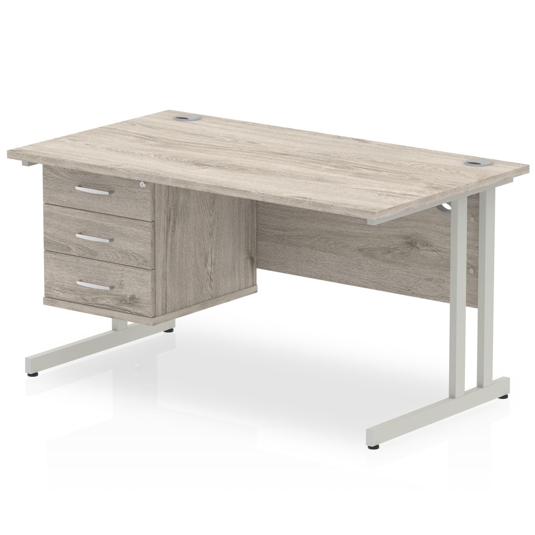 Impulse 1400mm Cantilever Straight Desk With Single Fixed Pedestal