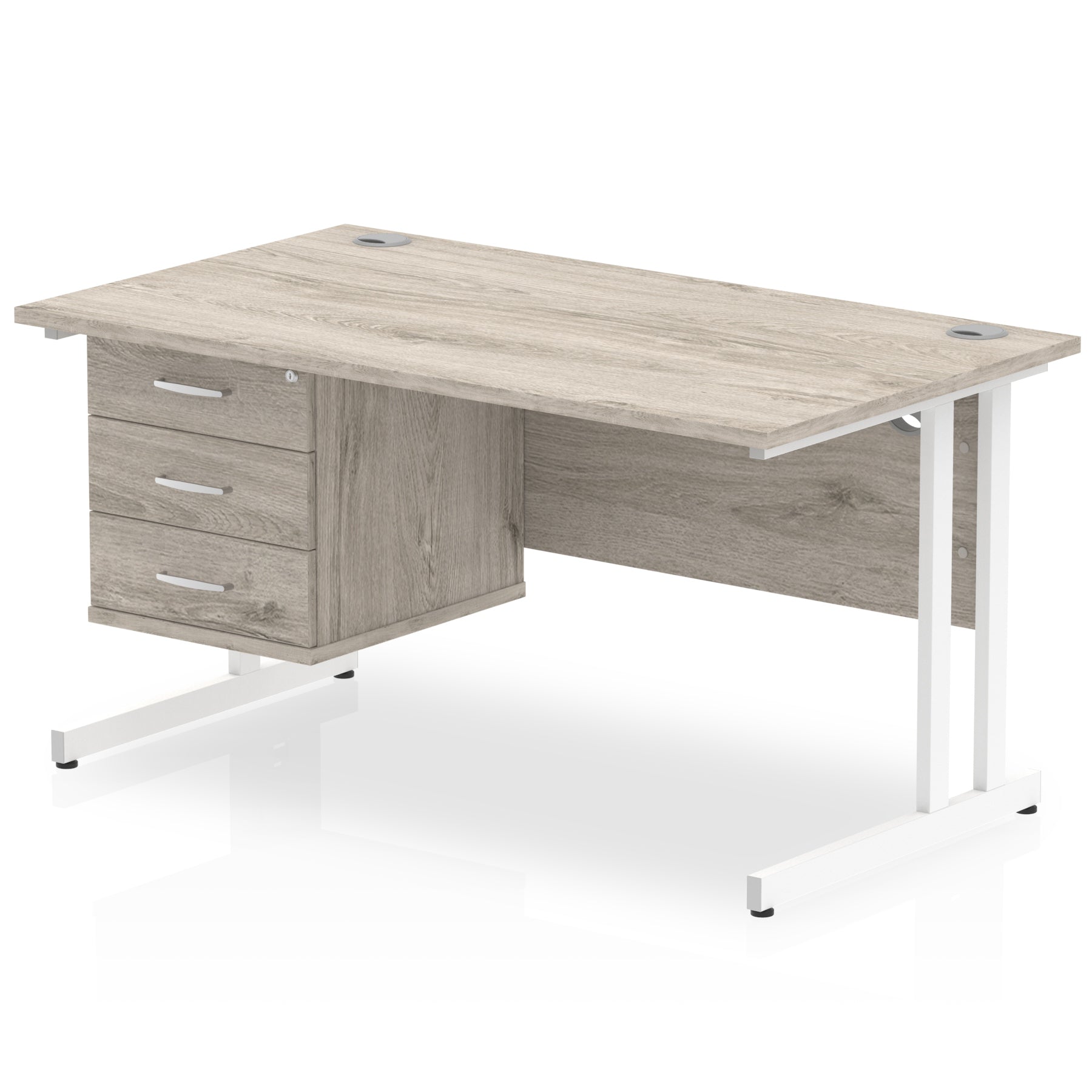 Impulse 1400mm Cantilever Straight Desk With Single Fixed Pedestal