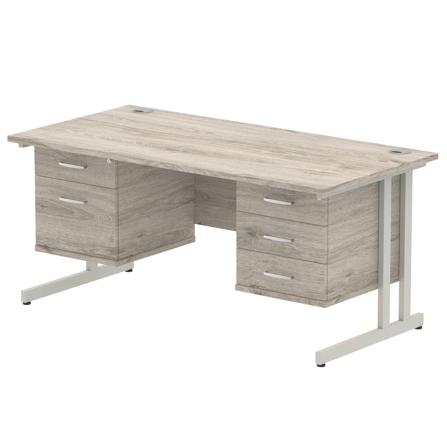 Impulse 1600mm Cantilever Straight Desk With Two Fixed Pedestal