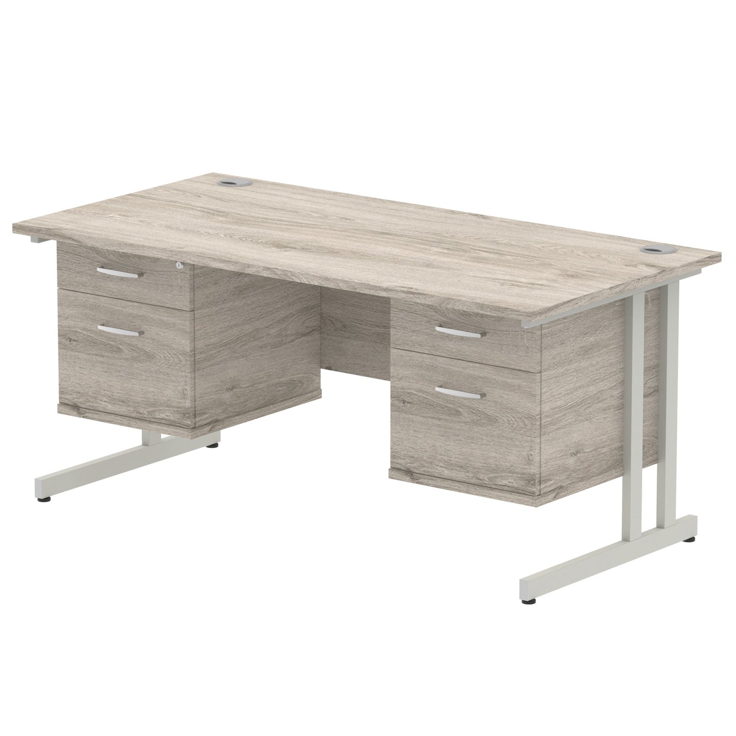 Impulse 1600mm Cantilever Straight Desk With Two Fixed Pedestal