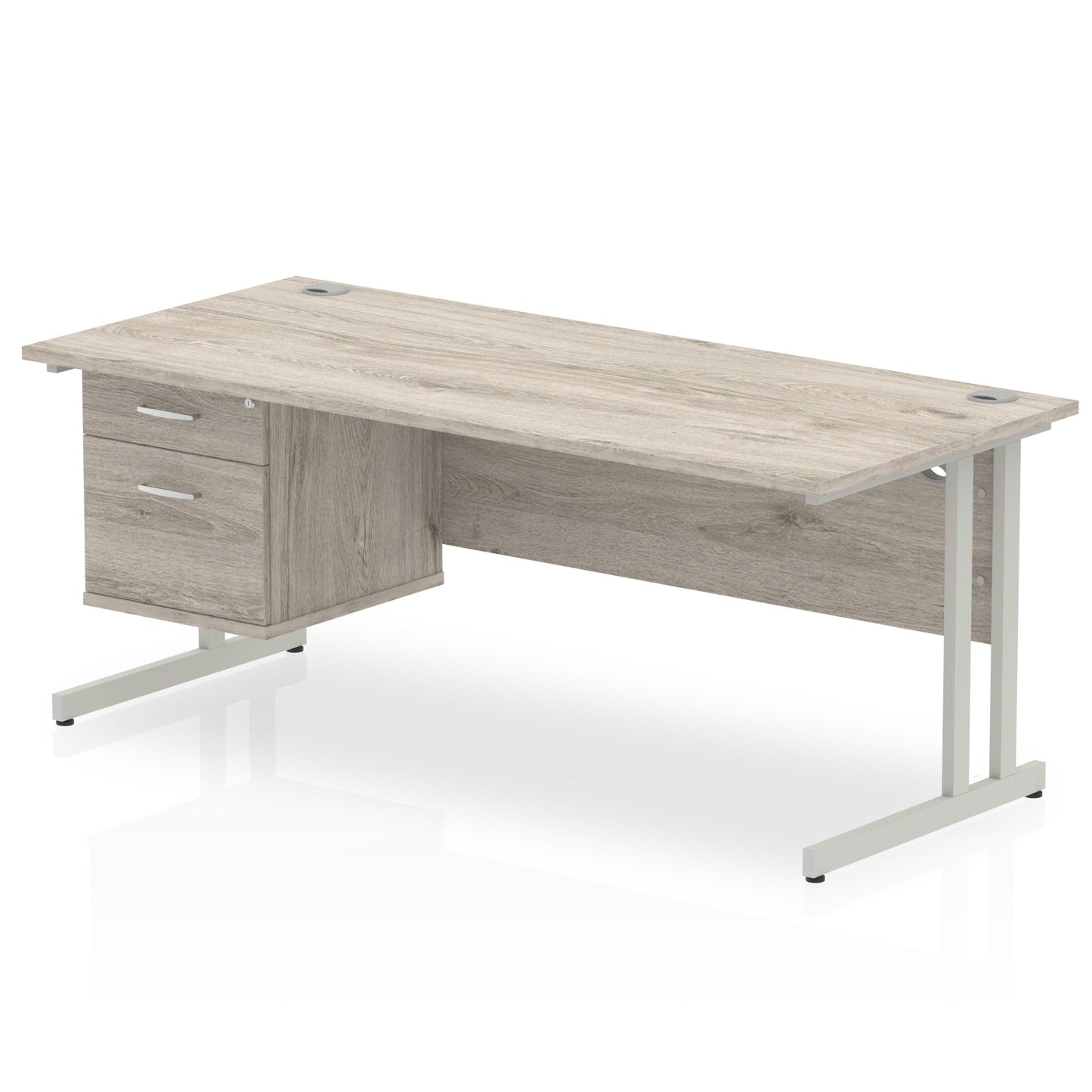 Impulse 1800mm Cantilever Straight Desk With Single Fixed Pedestal