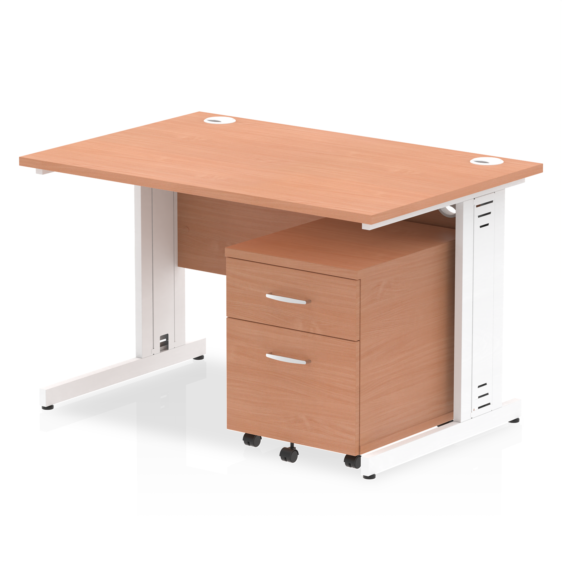 Impulse 1200mm Cable Managed Straight Desk With Mobile Pedestal