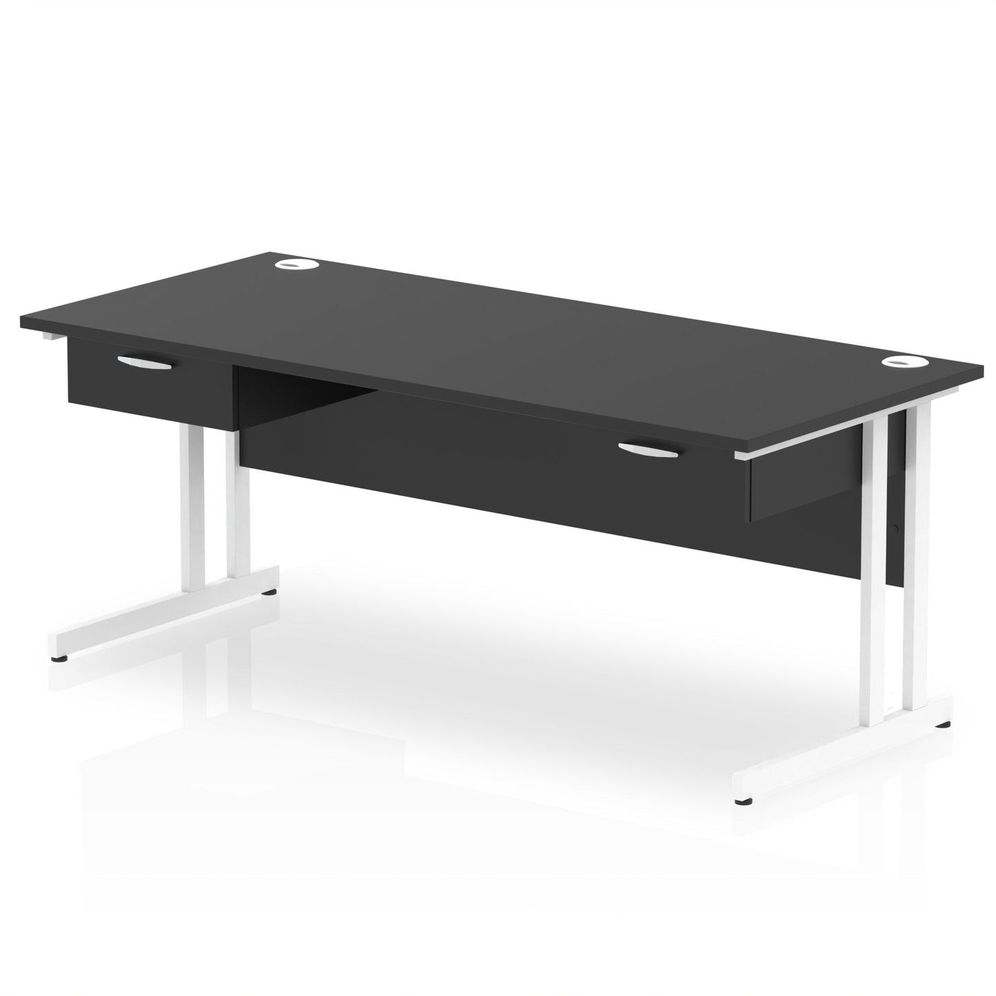 Impulse Cantilever Straight Desk White Frame With Two One Drawer Fixed Pedestals