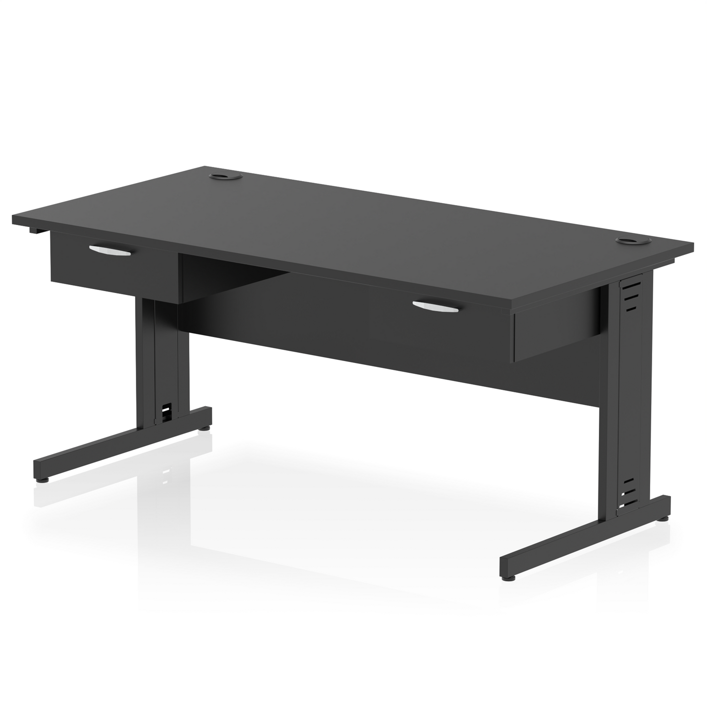 Impulse Cable Managed Straight Desk Black Frame With Two One Drawer Fixed Pedestals