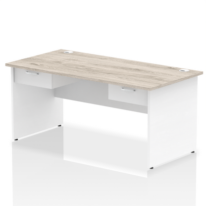 Impulse Panel End Straight Desk Frame With Two One Drawer Fixed Pedestals