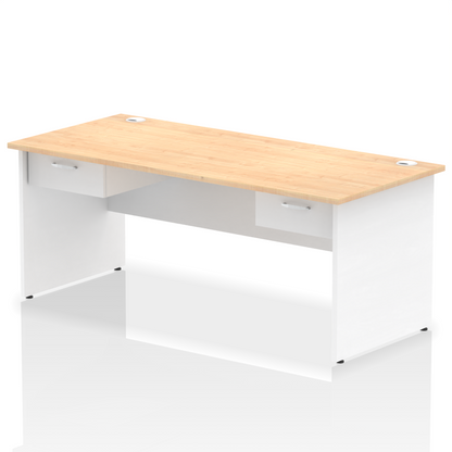 Impulse Panel End Straight Desk Frame With Two One Drawer Fixed Pedestals