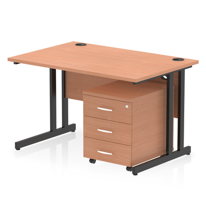 Impulse 1200mm Cantilever Straight Desk With Mobile Pedestal