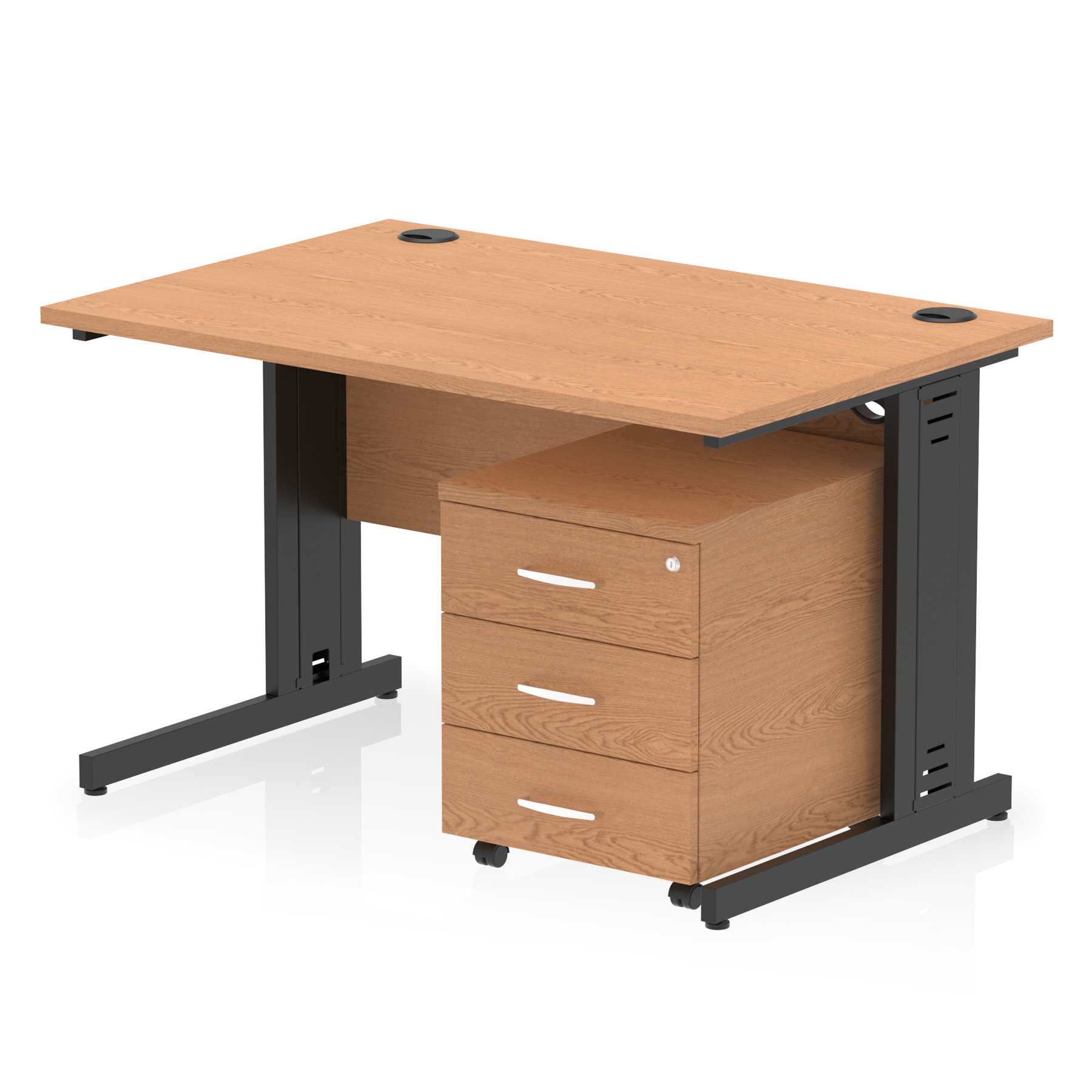 Impulse 1200mm Cable Managed Straight Desk With Mobile Pedestal