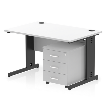 Impulse 1200mm Cable Managed Straight Desk With Mobile Pedestal