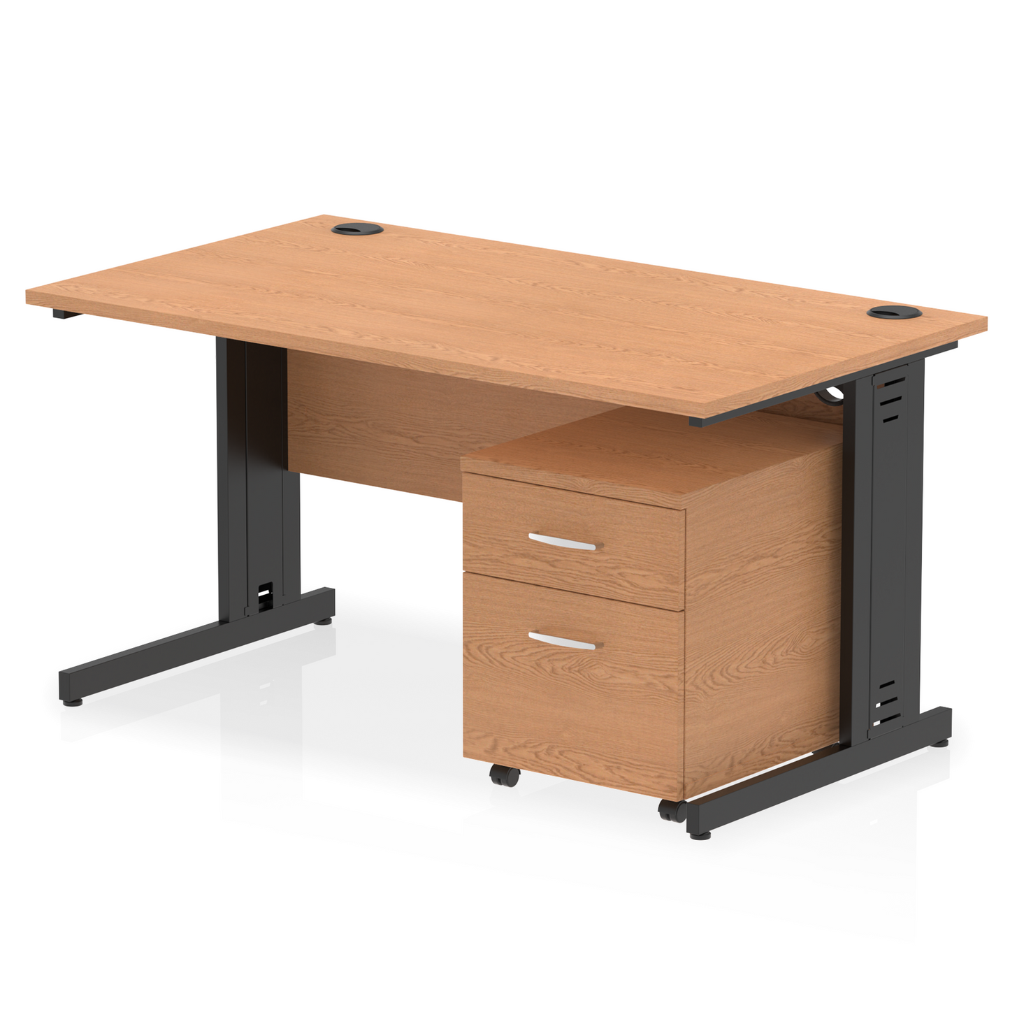 Impulse 1400mm Cable Managed Straight Desk With Mobile Pedestal