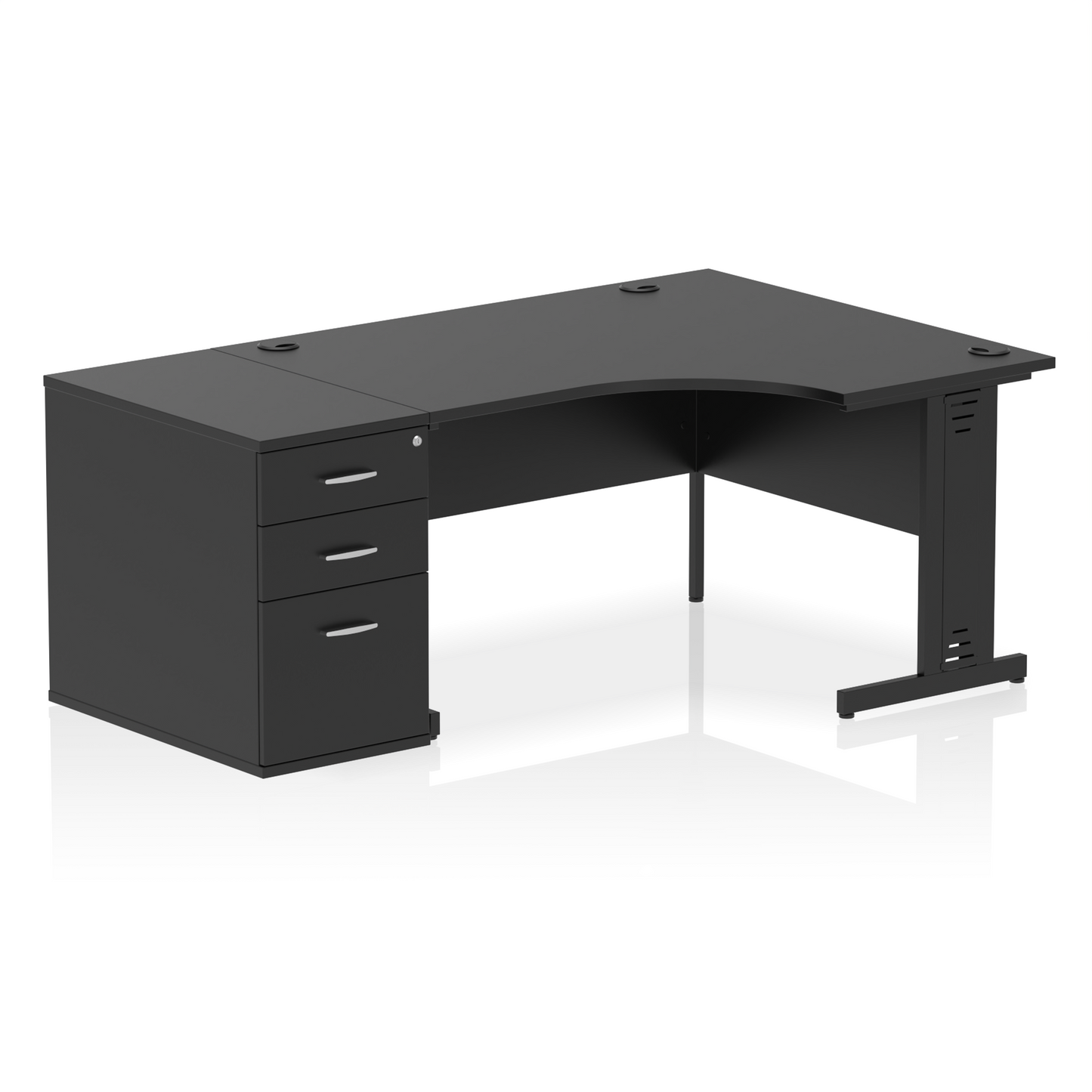 Impulse 1400mm Cable Managed Right Crescent Desk Workstation