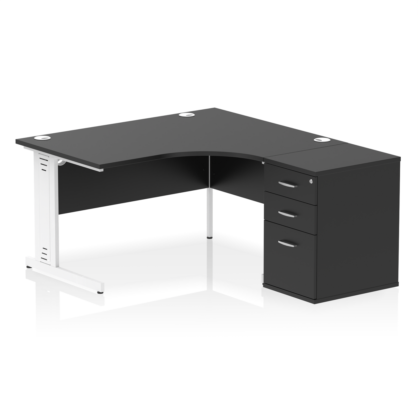 Impulse 1400mm Cable Managed Right Crescent Desk Workstation