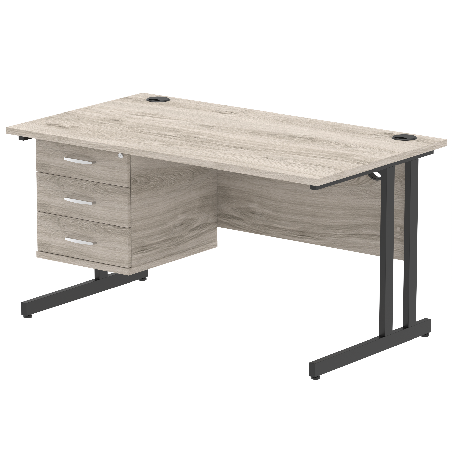 Impulse 1400mm Cantilever Straight Desk With Single Fixed Pedestal