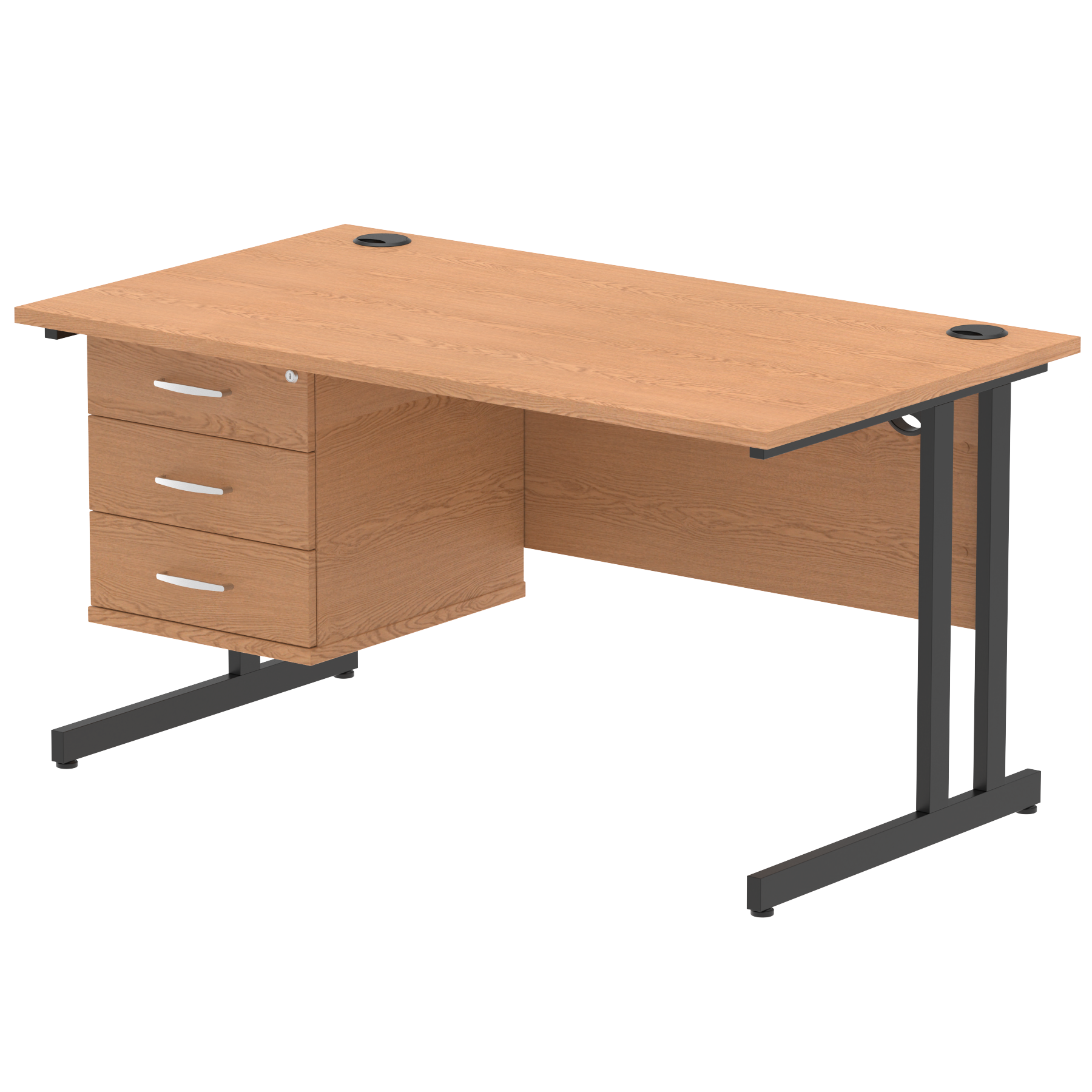 Impulse 1400mm Cantilever Straight Desk With Single Fixed Pedestal