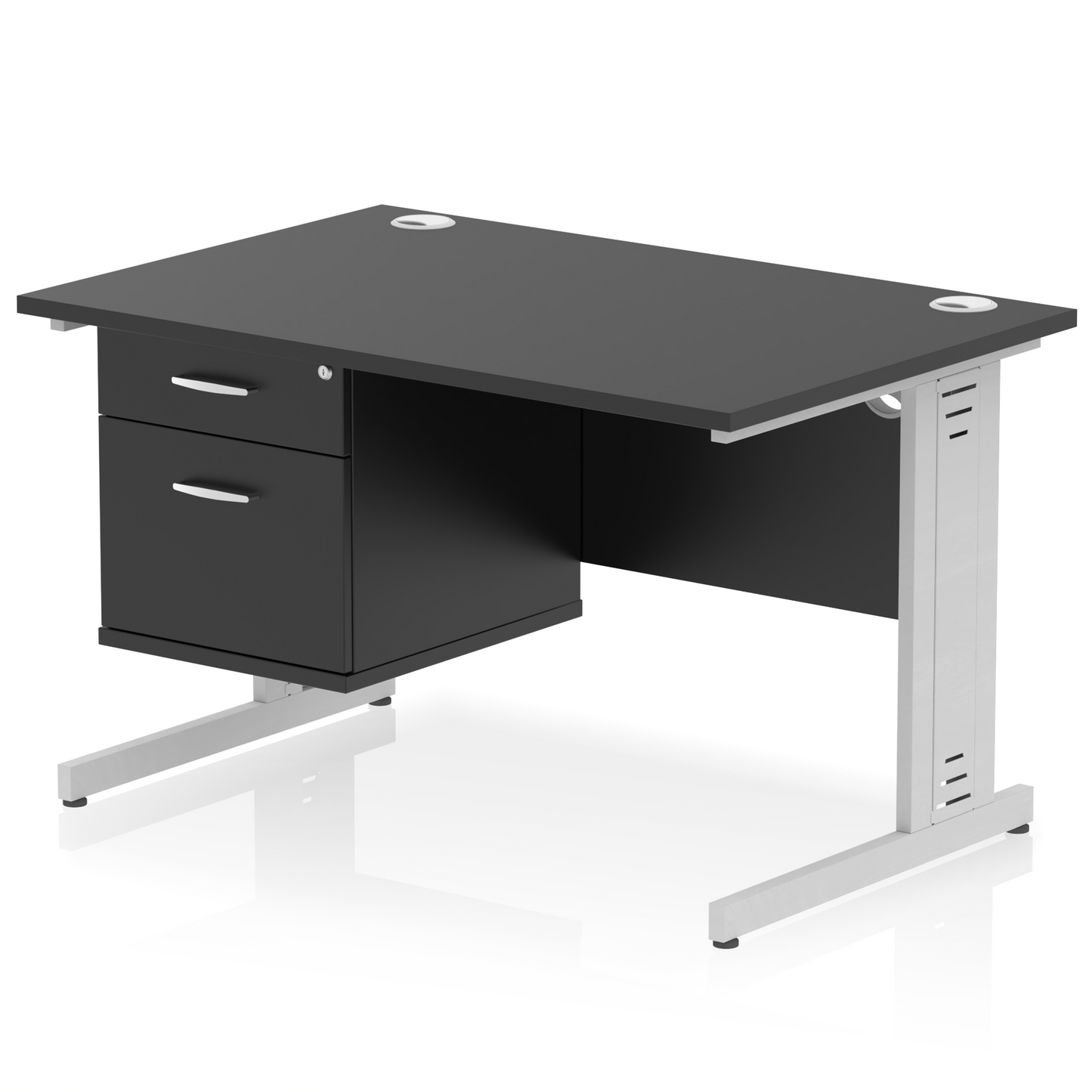 Impulse 1200mm Cable Managed Straight Desk With Single Fixed Pedestal