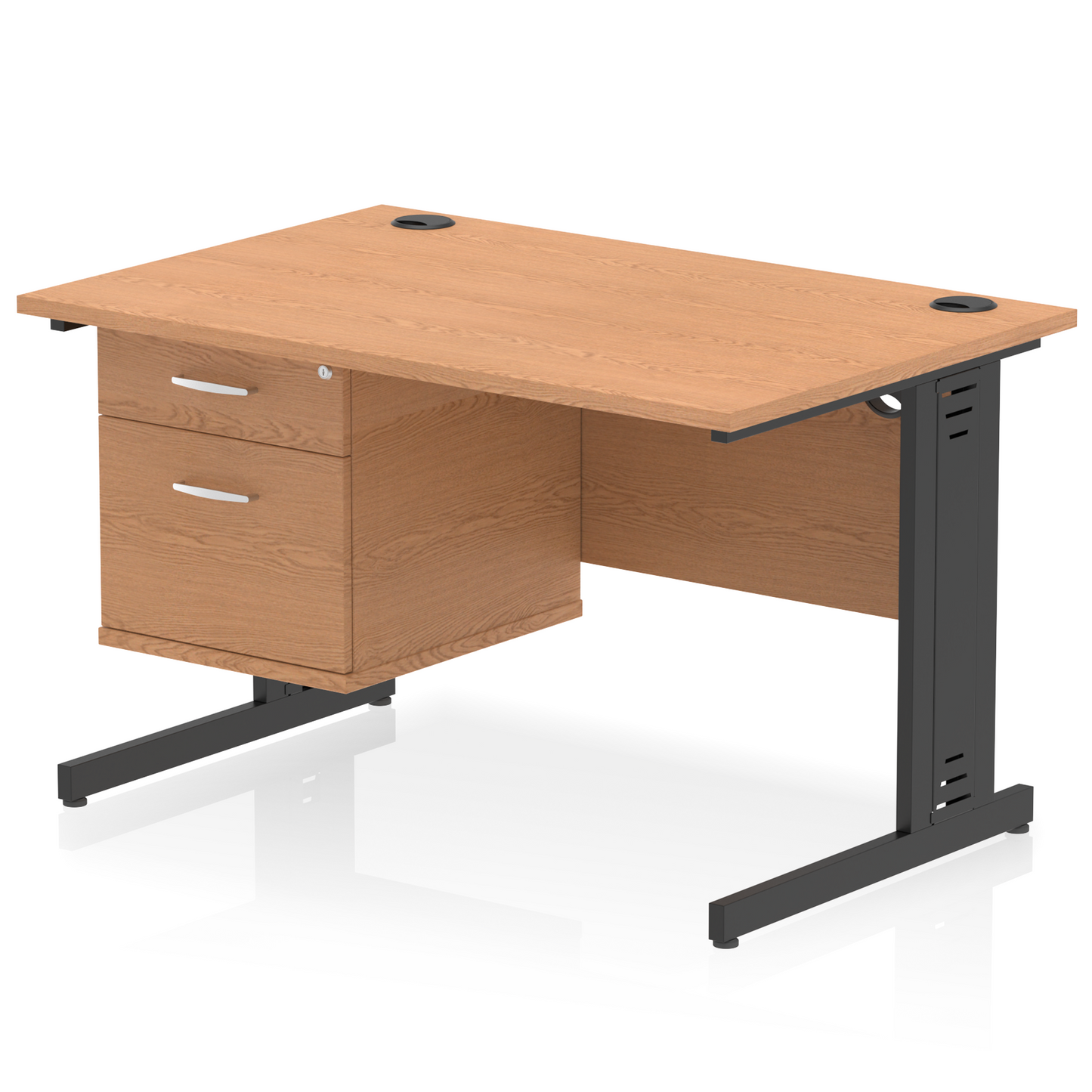 Impulse 1200mm Cable Managed Straight Desk With Single Fixed Pedestal