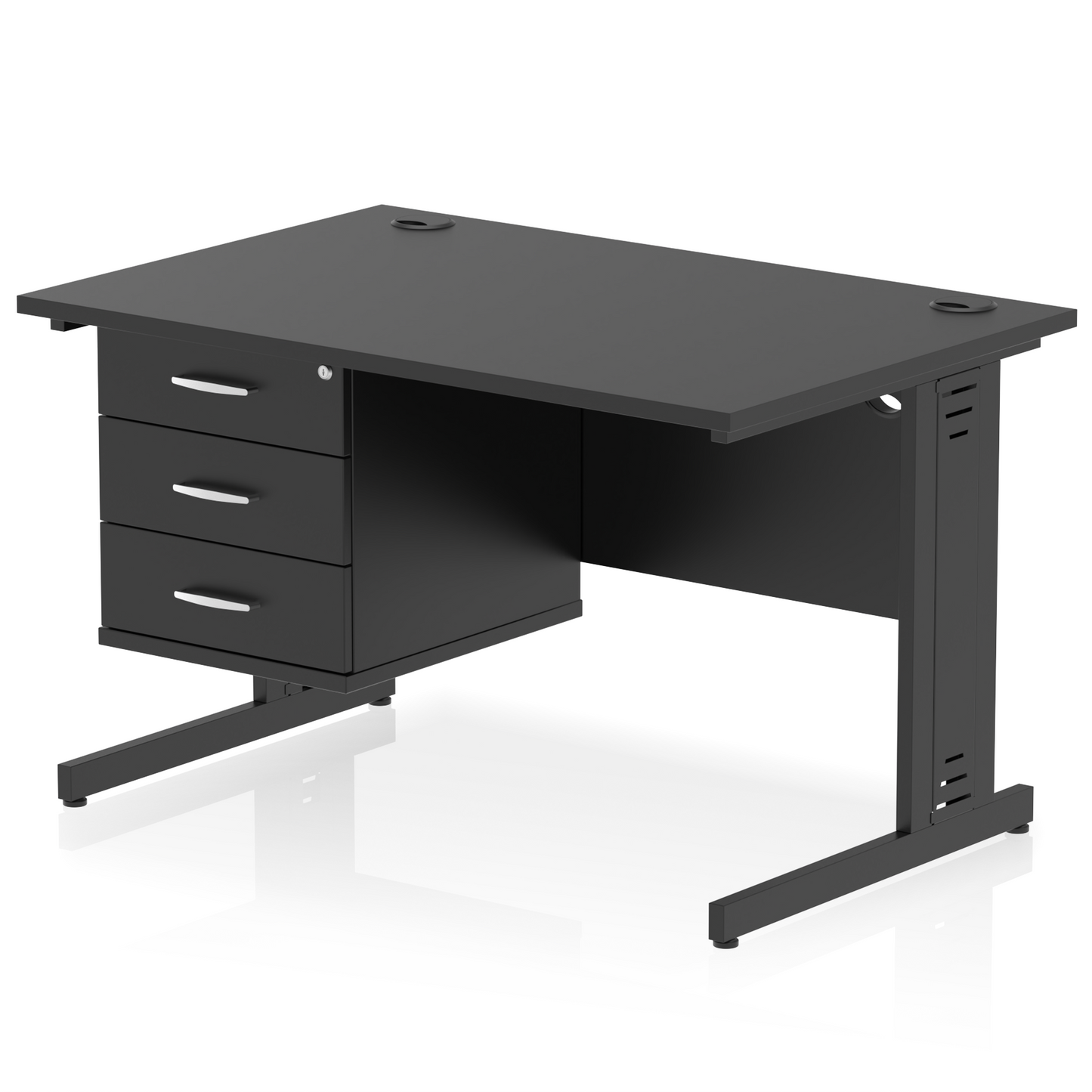 Impulse 1200mm Cable Managed Straight Desk With Single Fixed Pedestal