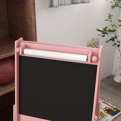 AIYAPLAY Three-In-One Kids Easel with Paper Roll, Art Easel, with Storage - Pink 