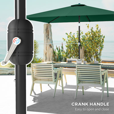 Outsunny Garden Parasol, Parasol Umbrella with Crank Handle, Tilt Function, Polyester Canopy, Green 
