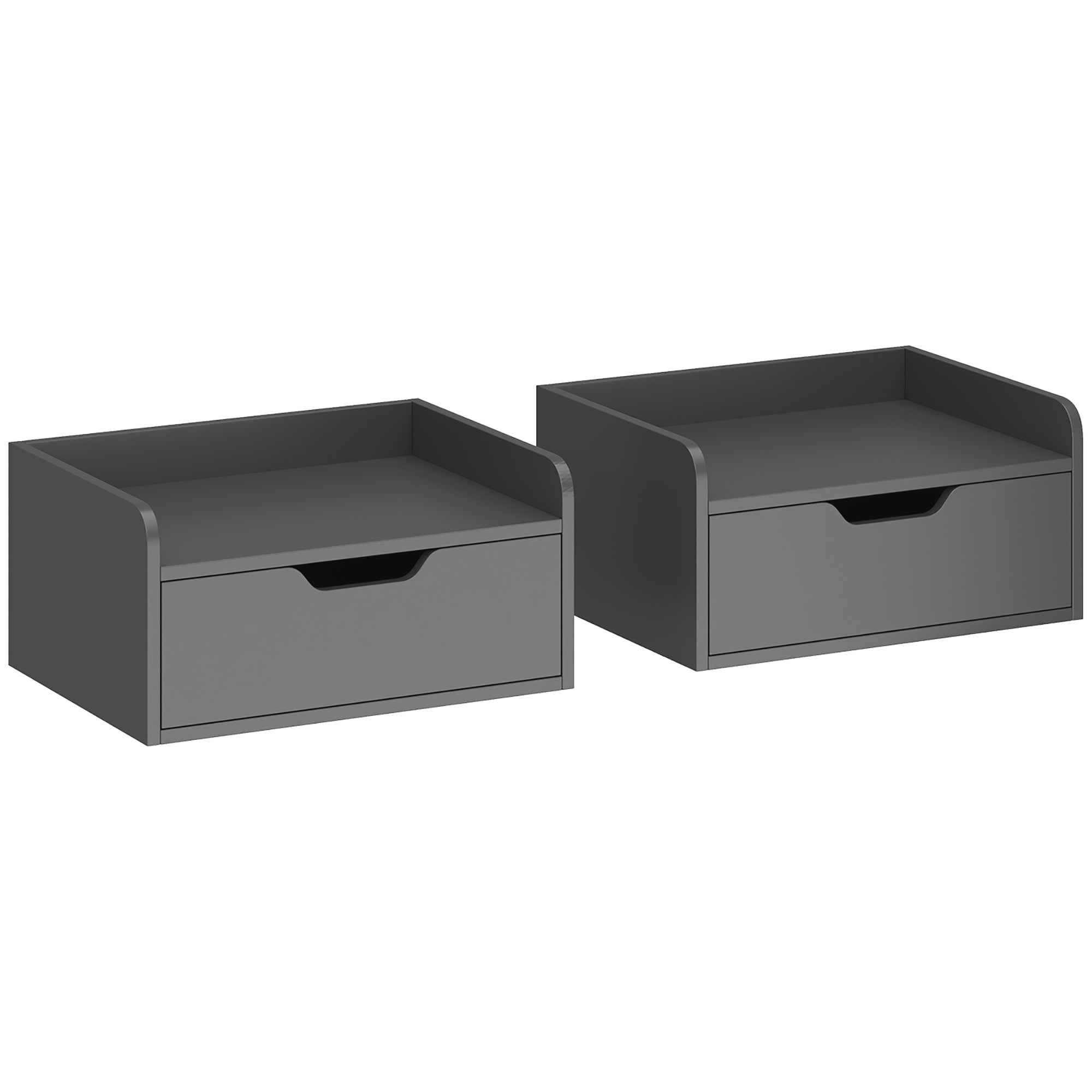 HOMCOM Floating Nightstands Set of 2, Wall Mounted Bedside Table with Drawer for Bedroom, Black 