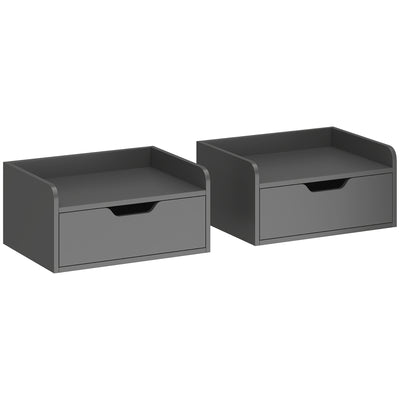 HOMCOM Floating Nightstands Set of 2, Wall Mounted Bedside Table with Drawer for Bedroom, Black 