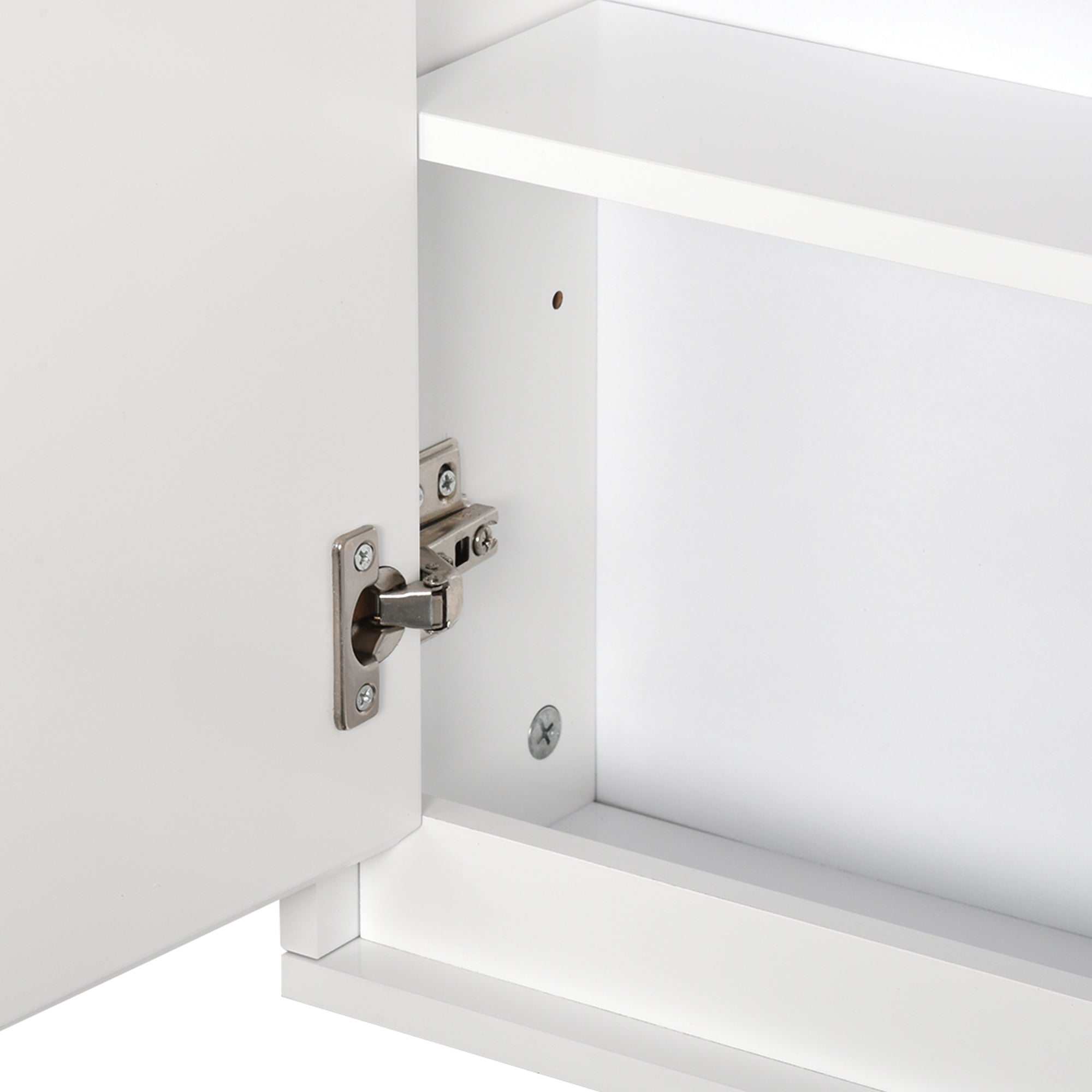 HOMCOM Bathroom Mirror Cabinet Wall Mounted Storage Shelf Bathroom Cupboard Double Door, White 