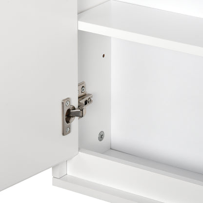 HOMCOM Bathroom Mirror Cabinet Wall Mounted Storage Shelf Bathroom Cupboard Double Door, White 