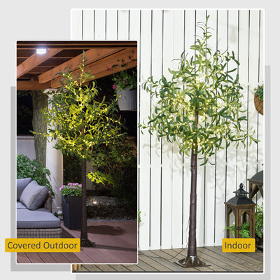 HOMCOM 300 LED Light Decorative Artificial Olive Tree - Green 